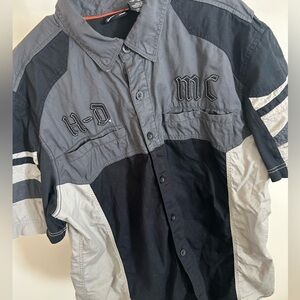Harley-Davidson Gray and Black Button Up Mechanic Shirt for Men Size:XL